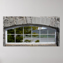Arched Window with View of a Loch Posters