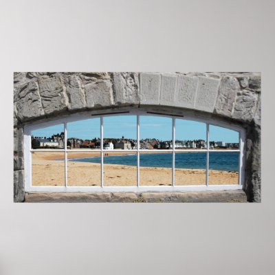 Arched Window with View of Sandy Beach Posters by SceneFromAWindow