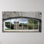 Arched Window with View of Scottish Castle Posters