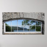 Arched Window with View of Sottish Loch Posters