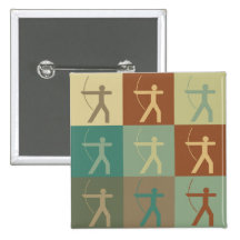 Archery Pop Art Pinback Buttons