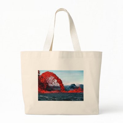 Arching Fountain of Lava from Pahoehoe Volcano Canvas Bags by TheArts