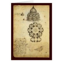 Architectural Sketch by Leonardo da Vinci Card