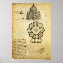 Architectural Sketch by Leonardo da Vinci Poster