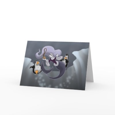 Arctic Mermaid and the Tiki Note Card by adrianropp