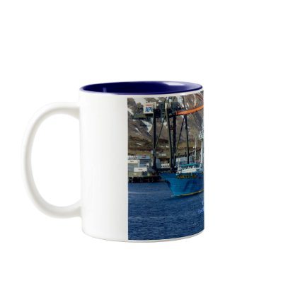 Arctic Sea, Crab Boat in Dutch Harbour, Alaska Coffee Mug by mistlebee