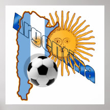 Argentina Sun flag map of Argentina gifts Posters