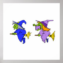 Arguing Witches on brooms copy Print