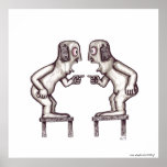 Argument surreal black and white drawing art posters