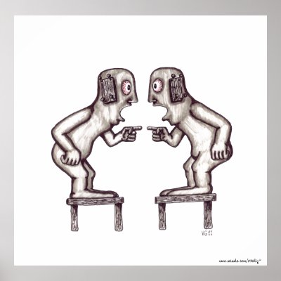 Argument surreal black and white drawing art poster by vitaliy