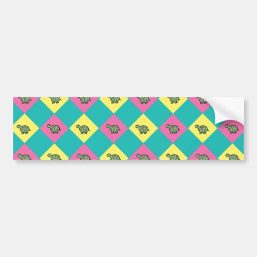 Argyle blue turtle pattern bumper stickers