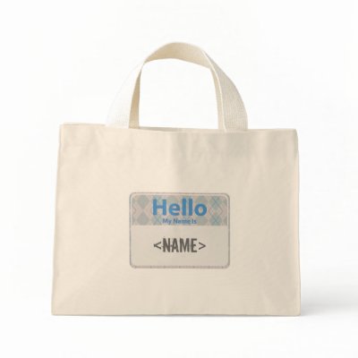 Argyle Hello My Name is, <NAME> Bags by customize_it
