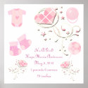 Argyle - It's A Girl New Baby Announcement Poster posters