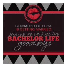 Argyle Kiss Debonaire Bachelor Party Invitation