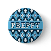 Argyle Preppy Badge Blue Pinback Button