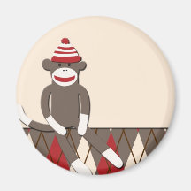 Argyle Sock Monkey Fridge Magnets