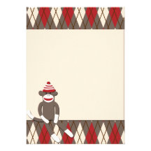 Argyle Sock Monkey Invitation