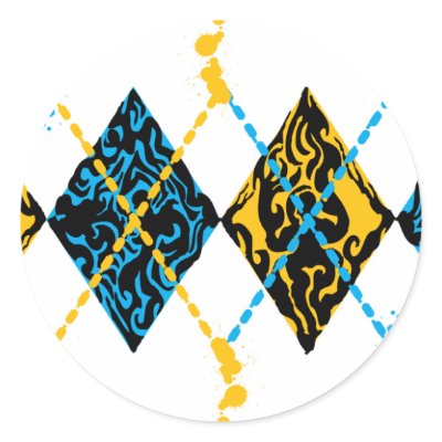 Argyle Tribal Round Sticker by CityRoyalty