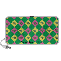 Argyle turtle pattern on green iPod speaker