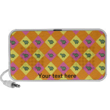 Argyle turtle pattern on orange iPod speaker