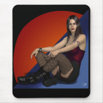 Ariana Hot Goth Babe 3d Pinup in Fishnets Mousepad