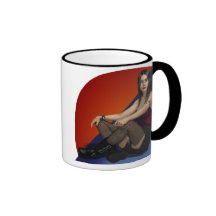 Ariana Hot Goth Babe 3d Pinup in Fishnets Mugs