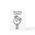Aries birthday party invitation ram Zodiac card