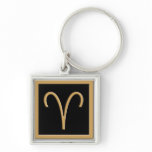 Aries Gold Symbol Design Premium Keychain