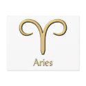 Aries Gold Symbol postcards