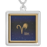 Aries Mars Sterling Silver Plated Necklace