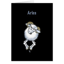 Aries ram birthday sheep Zodiac greeting card