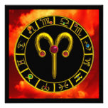 ARIES RUBY circle ,bright yellow red orange black Invitation