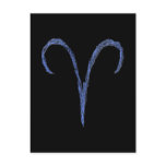 Aries. Zodiac Astrological Sign. Blue. Post Card