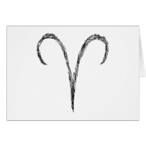 Aries. Zodiac Astrology Sign. Black. Greeting Card