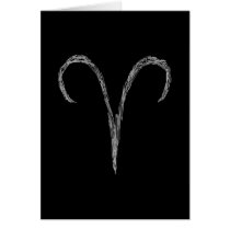 Aries. Zodiac Astrology Sign. Black. Greeting Card