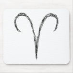 Aries. Zodiac Astrology Sign. Black. Mousepads