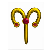ARIES ZODIAC BIRTHDAY JEWEL POST CARDS