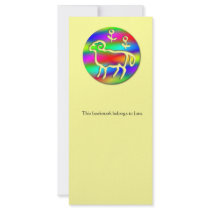Aries Zodiac Star Sign Rainbow on Yellow Bookmark