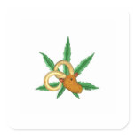 Aries zodiac with cannabis leaf square sticker