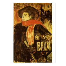 Aristide Bruant studie 1892 Toulouse-Lautrec Post Card