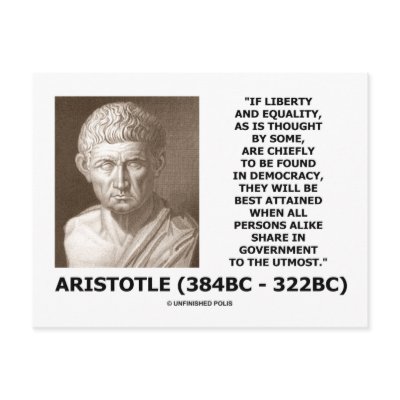 Aristotle Liberty Equality Democracy Share In Govt Post Card by unfinishedpolis