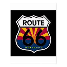 Arizona Flag Route 66 Shield Postcards