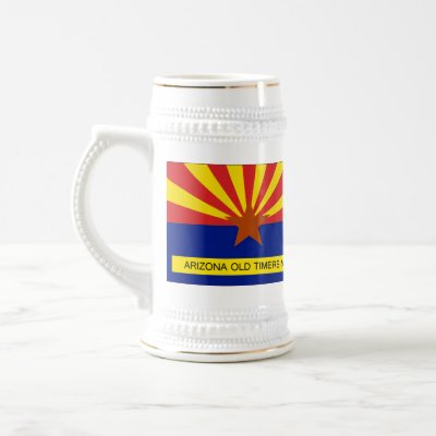 Arizona Old Timers Flag Logo 22oz White/Gold Stein Coffee Mugs by bsmith3051