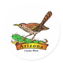 Arizona St. Flower Cactus Wren Sticker