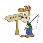 Arkansas AR Fisherman Vintage Travel Souvenir Round Stickers