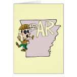Arkansas AR Map & Douglas MacArthur Cartoon Card
