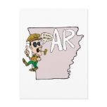 Arkansas AR Map & Douglas MacArthur Cartoon Postcard