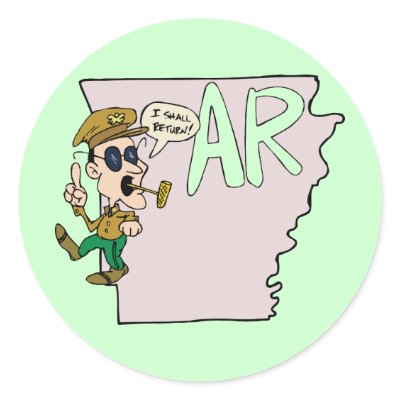 Arkansas AR Map & Douglas MacArthur Cartoon Sticker by redwingshoppe