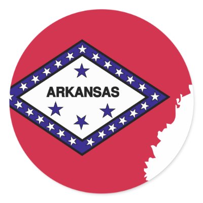 Arkansas Flag Map Round Sticker by usaflags