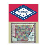 Arkansas Map and State Flag Postcard